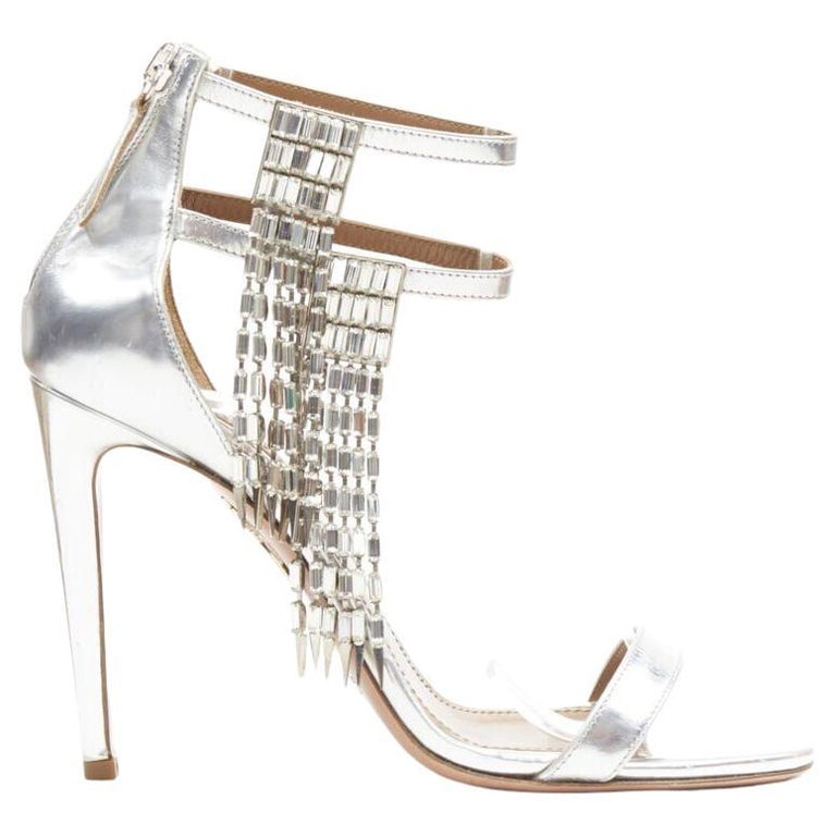 Christian Louboutin High Heel Sandals in Aged Silver Python Size 39.5EU For  Sale at 1stDibs
