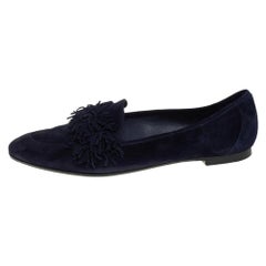 Aquazzura Dark Blue Suede Wild Thing Ballet Flats Size 38.5