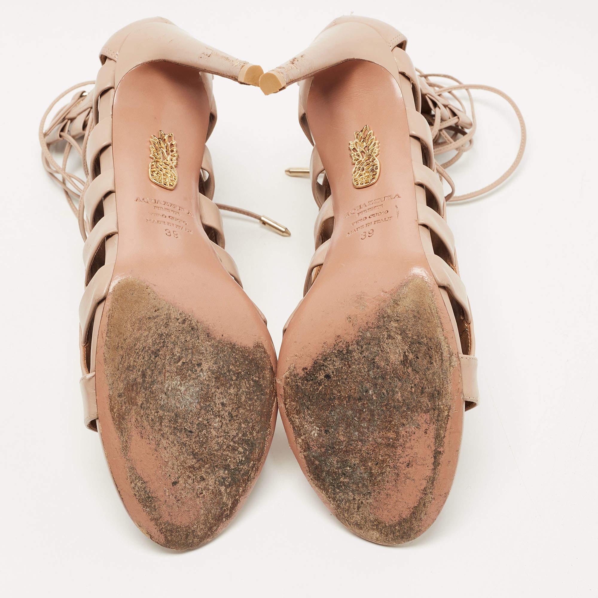 Aquazzura Dusty Pink Leather Amazon Sandals Size 39 1
