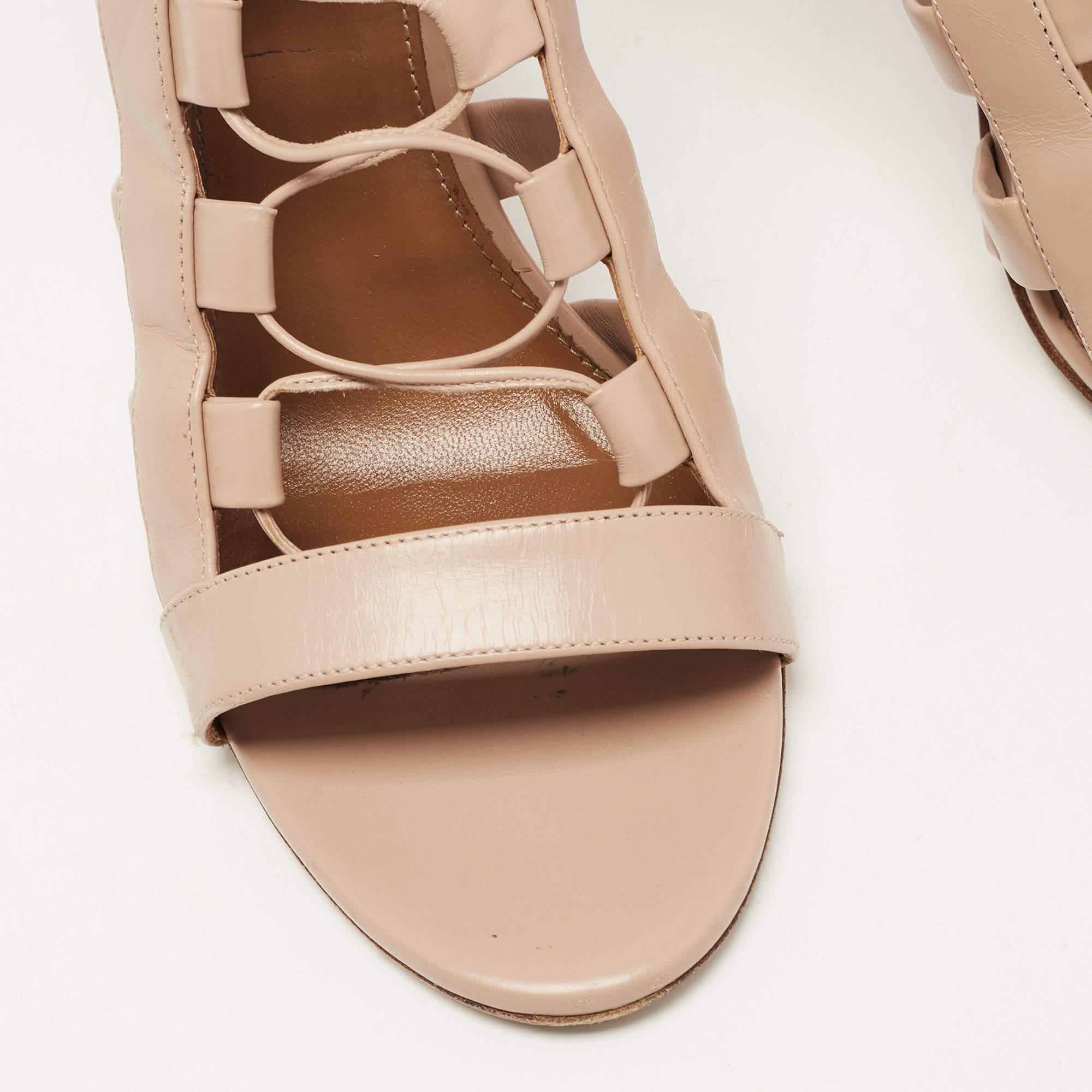 Aquazzura Dusty Pink Leather Amazon Sandals Size 39 2