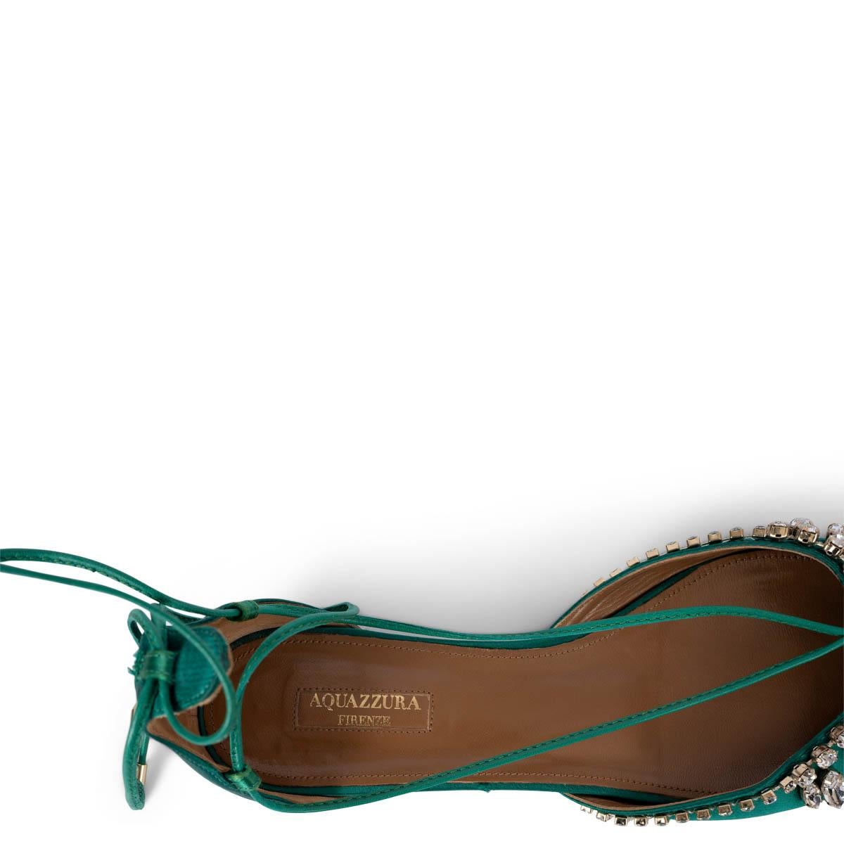 AQUAZZURA vert émeraude ALEXA CRYSTAL LACE-UP Chaussures 40 fit 39 en vente 3