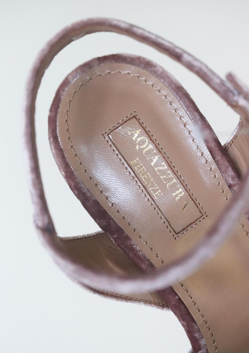 Aquazzura Evita Velvet Platform Sandals In Excellent Condition In London, GB