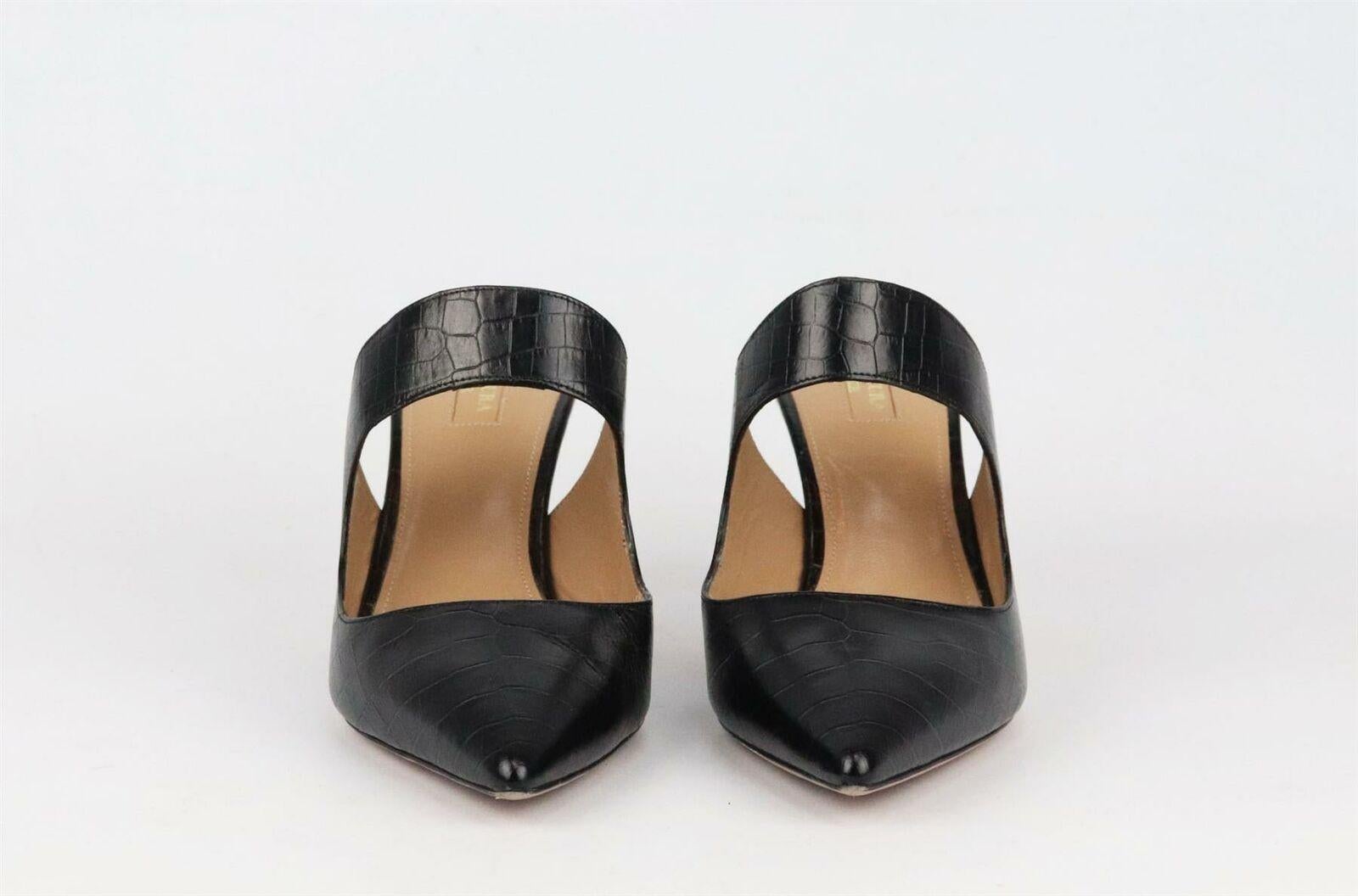Mules de piel efecto cocodrilo Aquazzura Forever Cutout Negro