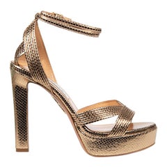 Aquazzura Gold Ari Platform Sandals Size IT 37