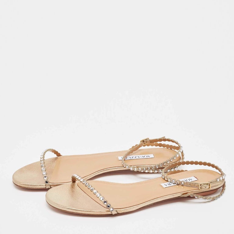 slim fit dress slacks Gold Slide On Sandals - Flat Sandals main image 1