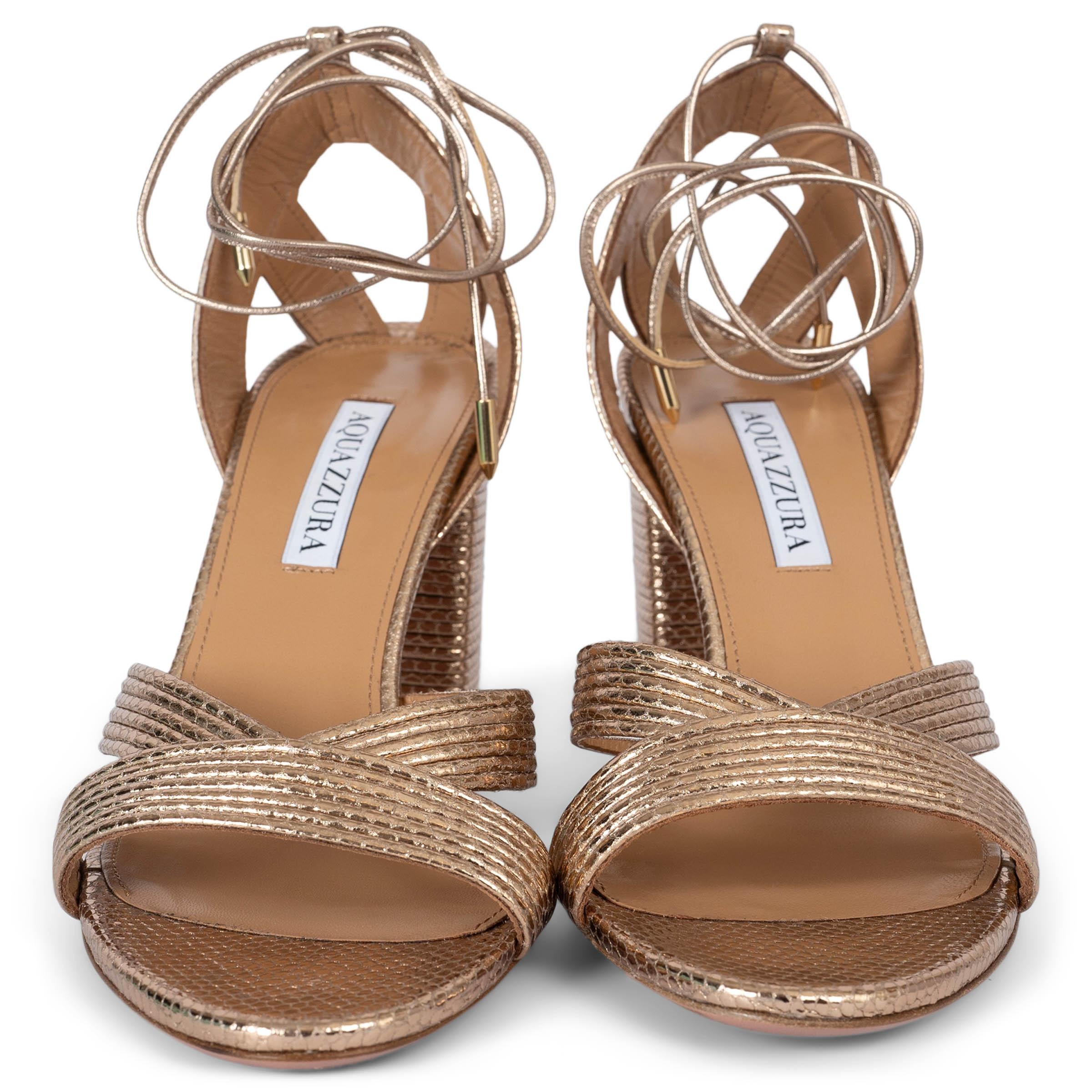 AQUAZZURA piel dorada ARI 85 STRAPPY Sandalias Zapatos 39 Oro en venta