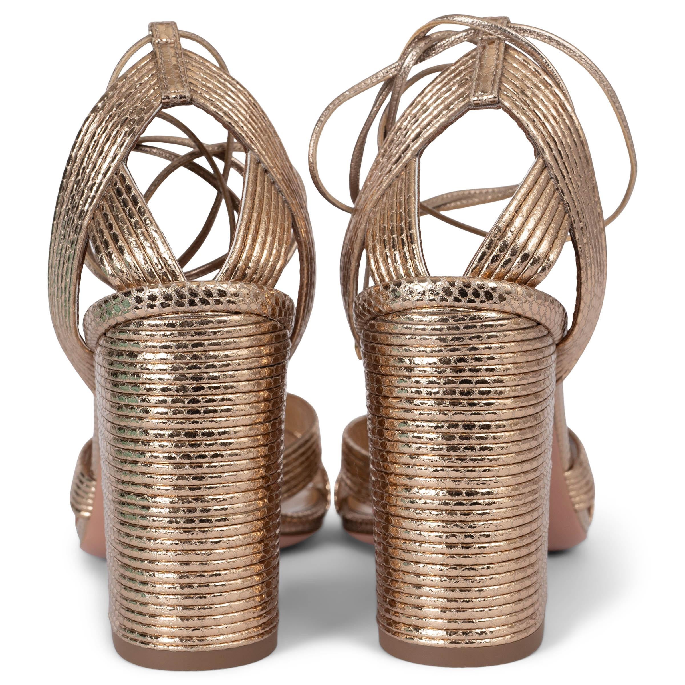 De las mujeres AQUAZZURA piel dorada ARI 85 STRAPPY Sandalias Zapatos 39 en venta