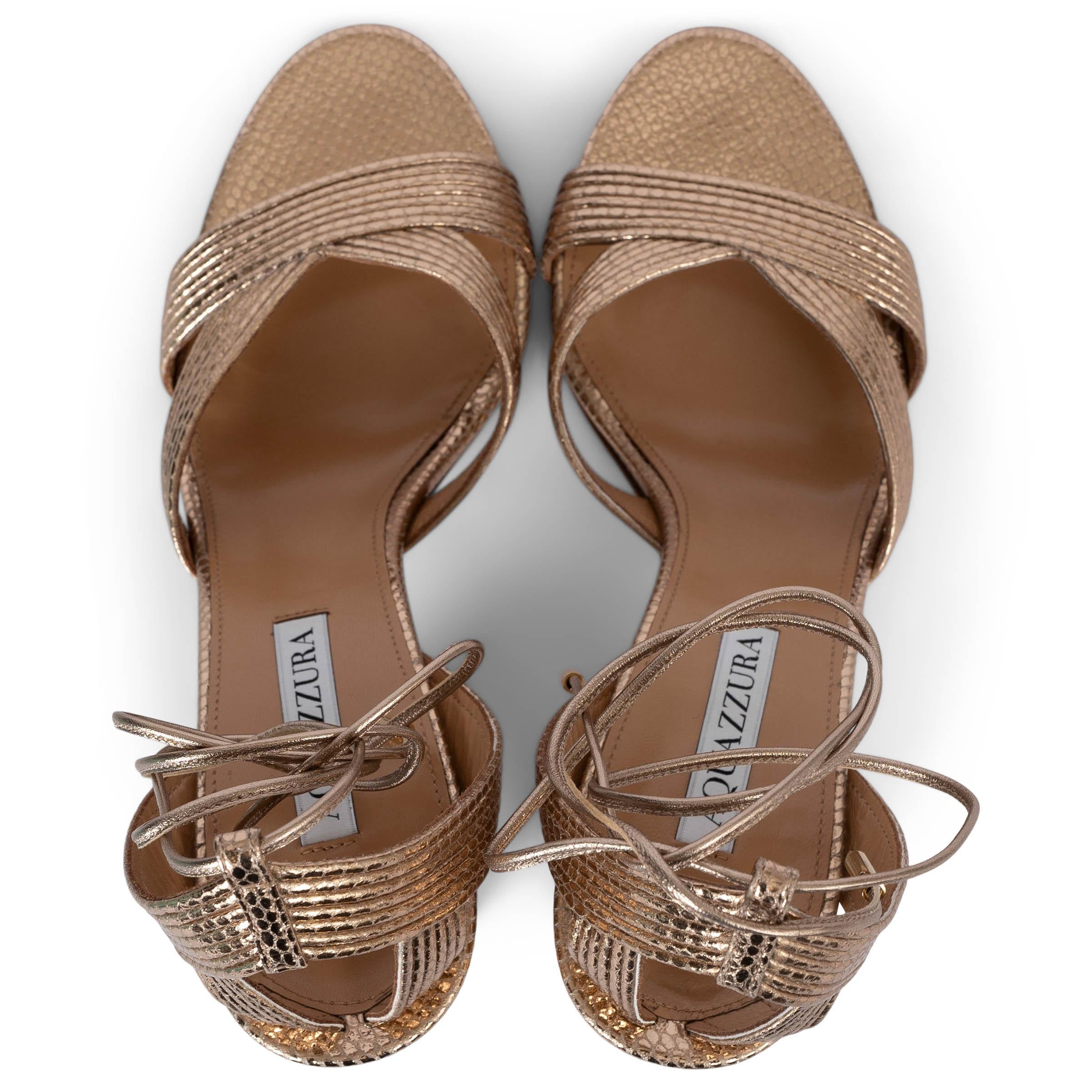 AQUAZZURA piel dorada ARI 85 STRAPPY Sandalias Zapatos 39 en venta 1