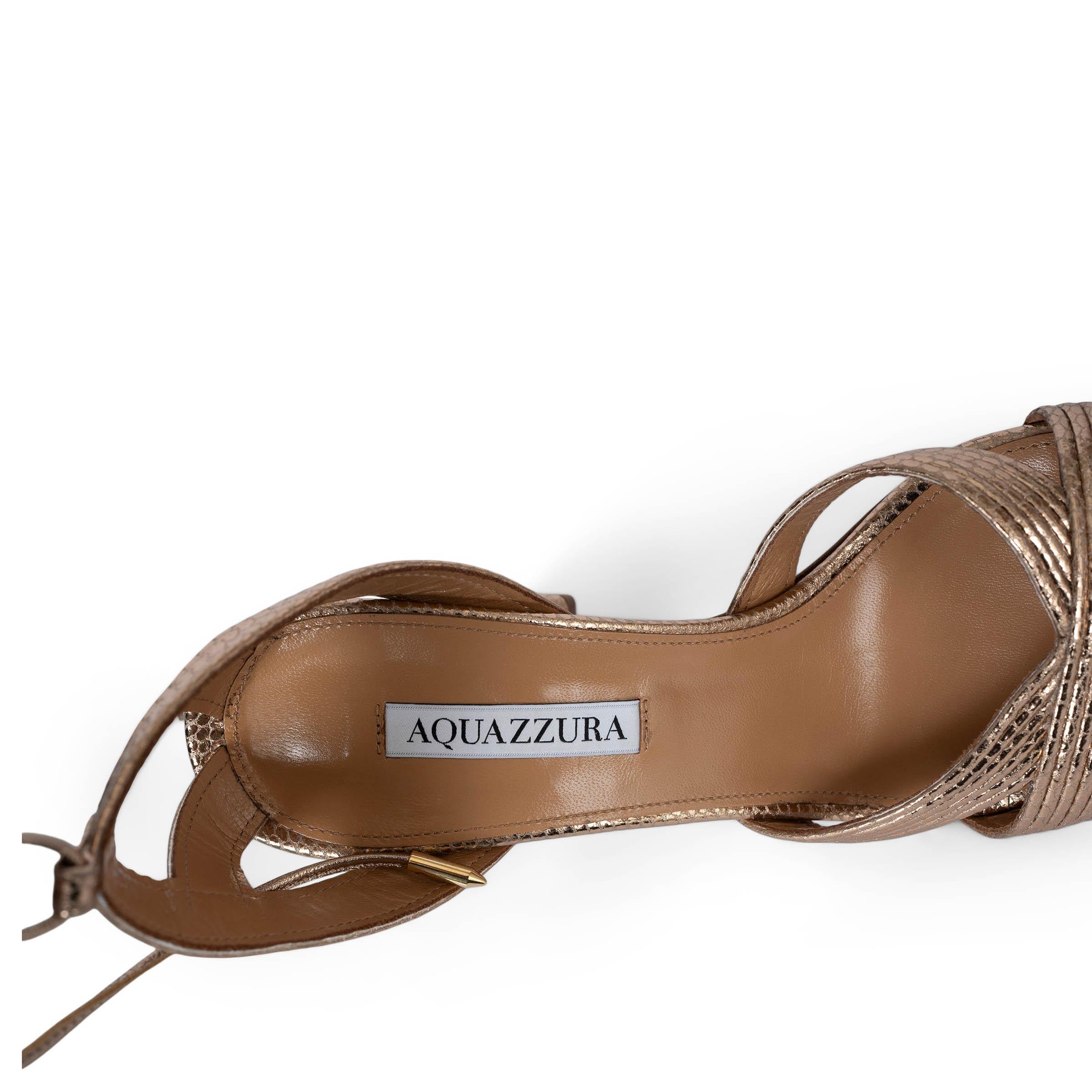 AQUAZZURA piel dorada ARI 85 STRAPPY Sandalias Zapatos 39 en venta 2