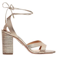 AQUAZZURA pelle oro ARI 85 STRAPPY Sandali Scarpe 39