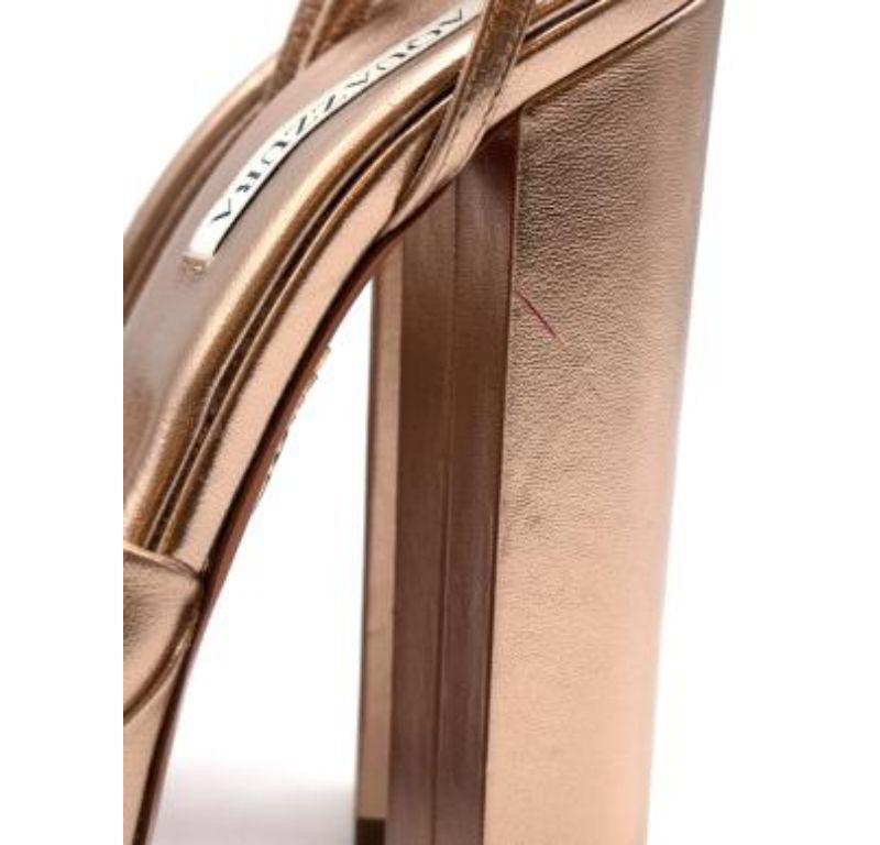 Aquazzura Gold Leather Platform Ollie 140 Heeled Sandals For Sale 3