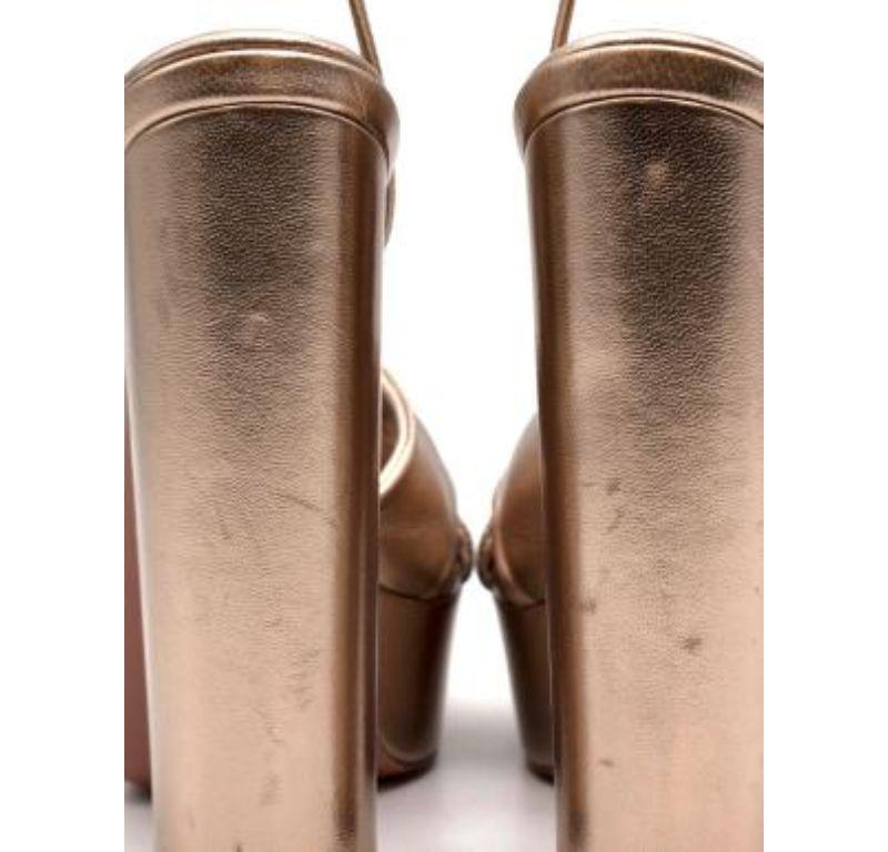 Aquazzura Gold Leather Platform Ollie 140 Heeled Sandals For Sale 5