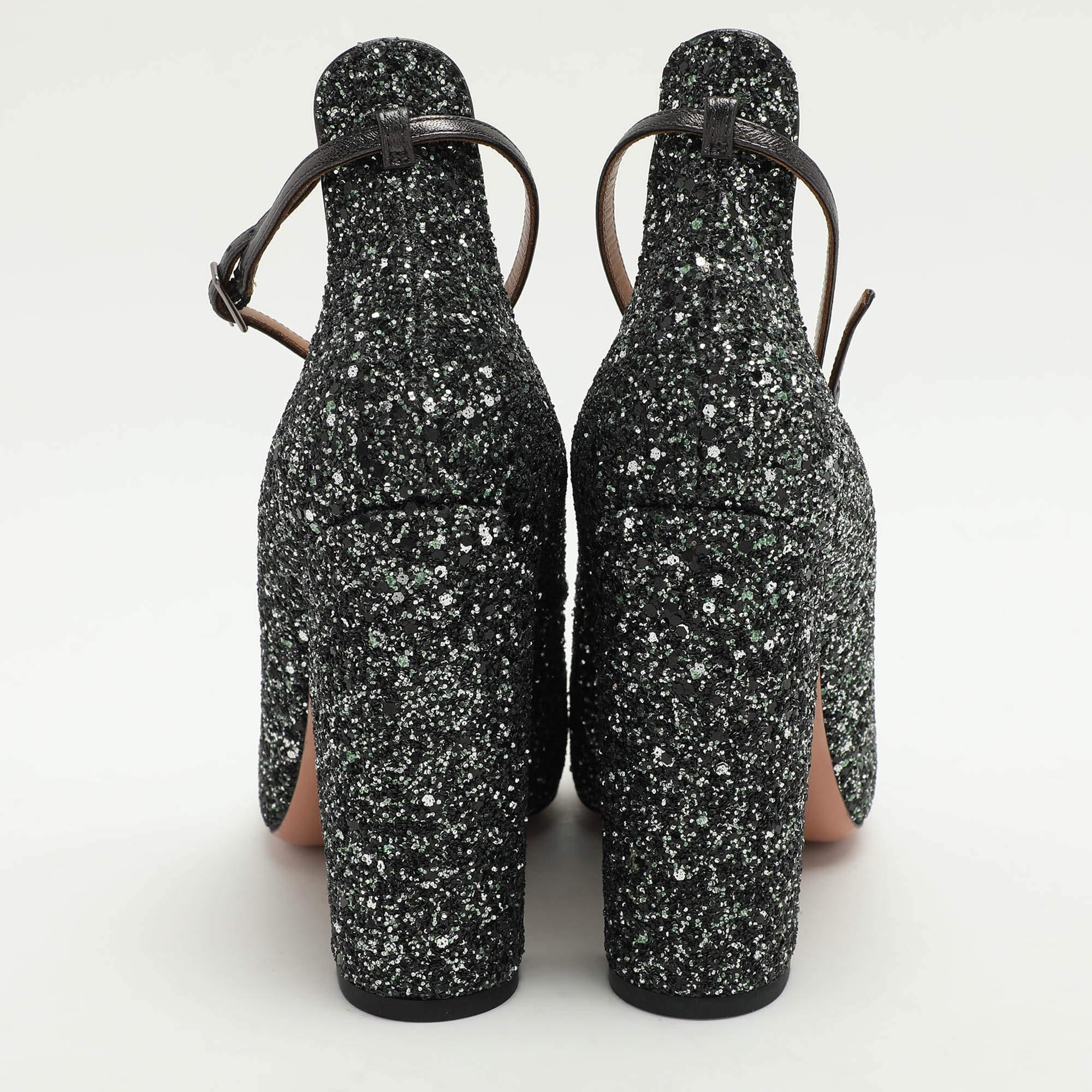 De las mujeres Bombas con correa al tobillo Alix de purpurina verde Aquazzura Talla 40 en venta