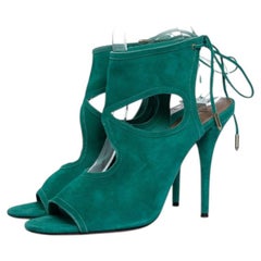 Aquazzura, green sexy thing cutout suede sandals