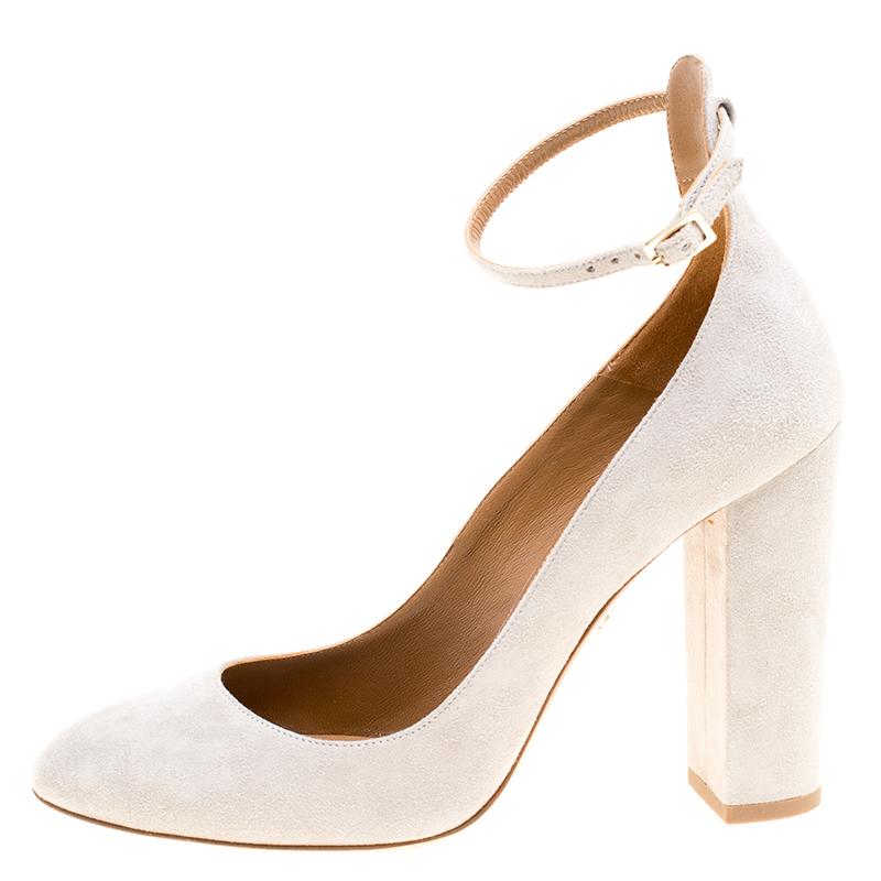 grey ankle strap block heels