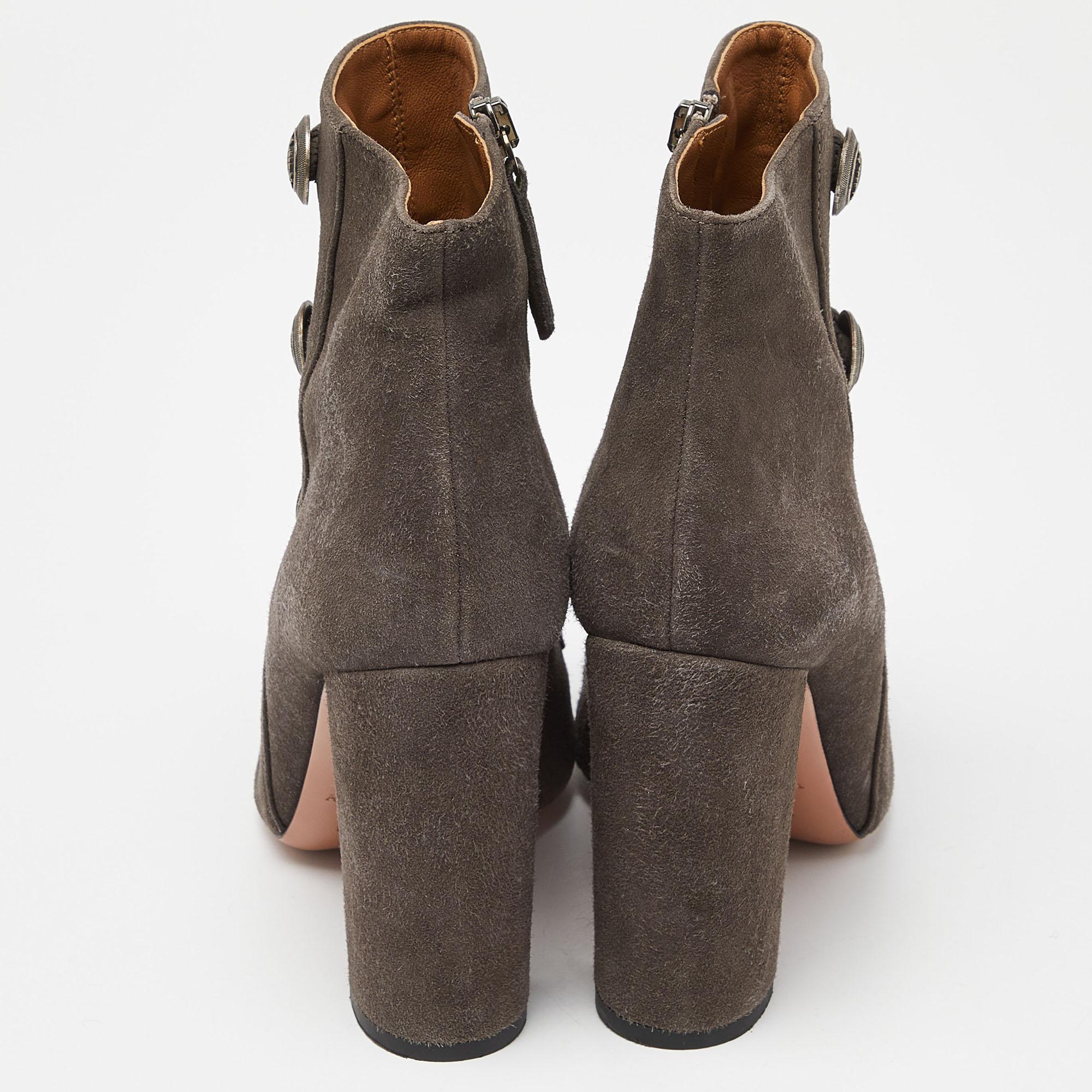 Aquazzura - Bottines grises avec détails en daim, taille 37 Pour femmes en vente