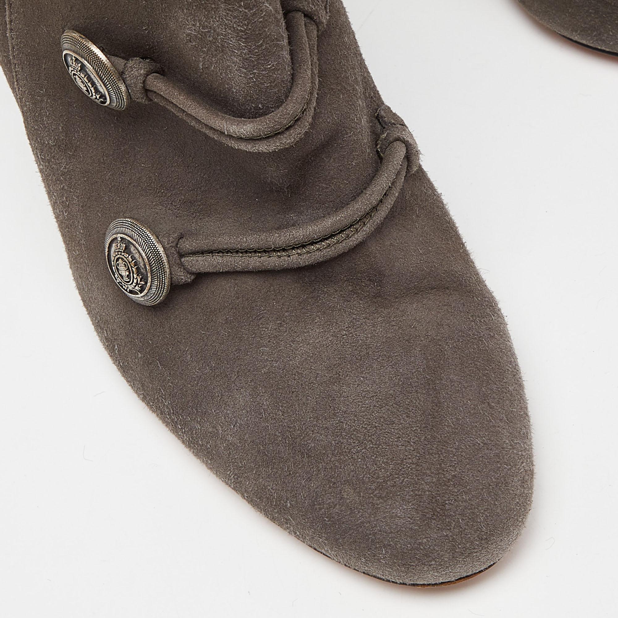 Aquazzura - Bottines grises avec détails en daim, taille 37 en vente 2