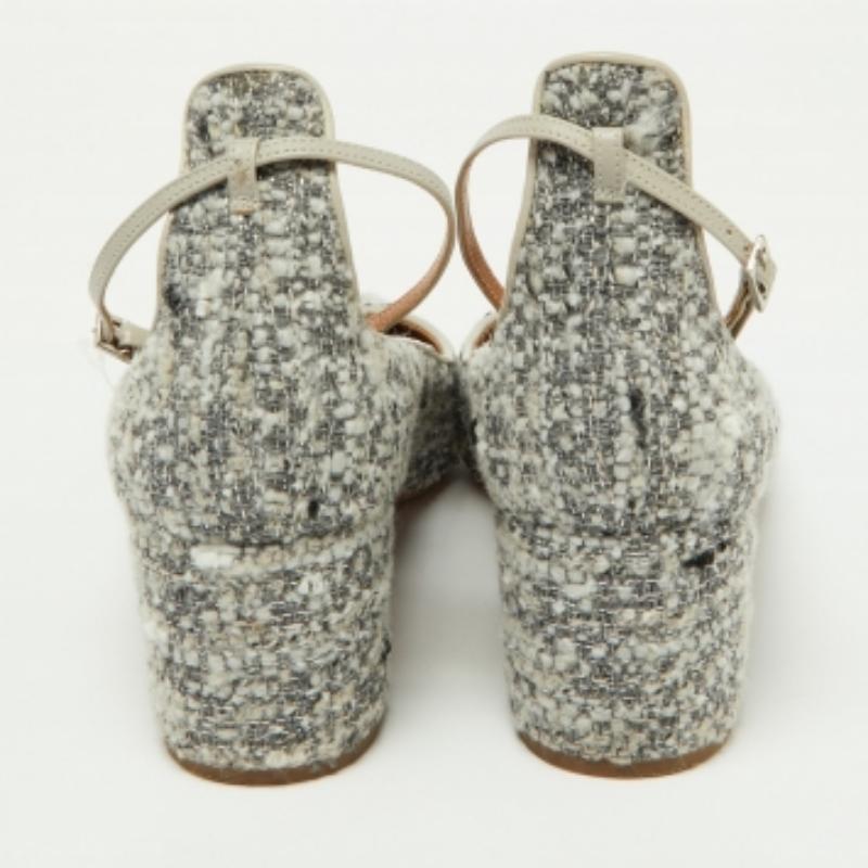 Aquazzura escarpins à talons blocs en tweed et cuir gris, taille 40 Pour femmes en vente