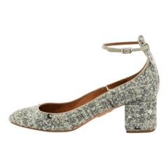 Aquazzura escarpins à talons blocs en tweed et cuir gris, taille 40