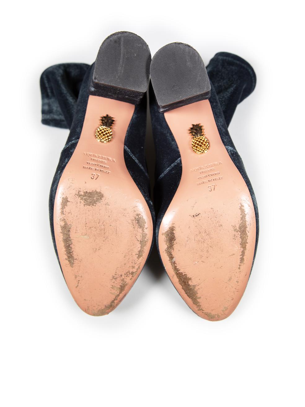 Aquazzura Grey Velvet Ankle Boots Size IT 37 In Good Condition For Sale In London, GB