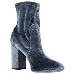 Aquazzura Grey Velvet Ankle Boots Size IT 37
