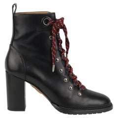 Aquazzura Hiker Lace Up Studded Leather Ankle Boots EU 37.5 UK 4.5 US 7.5 