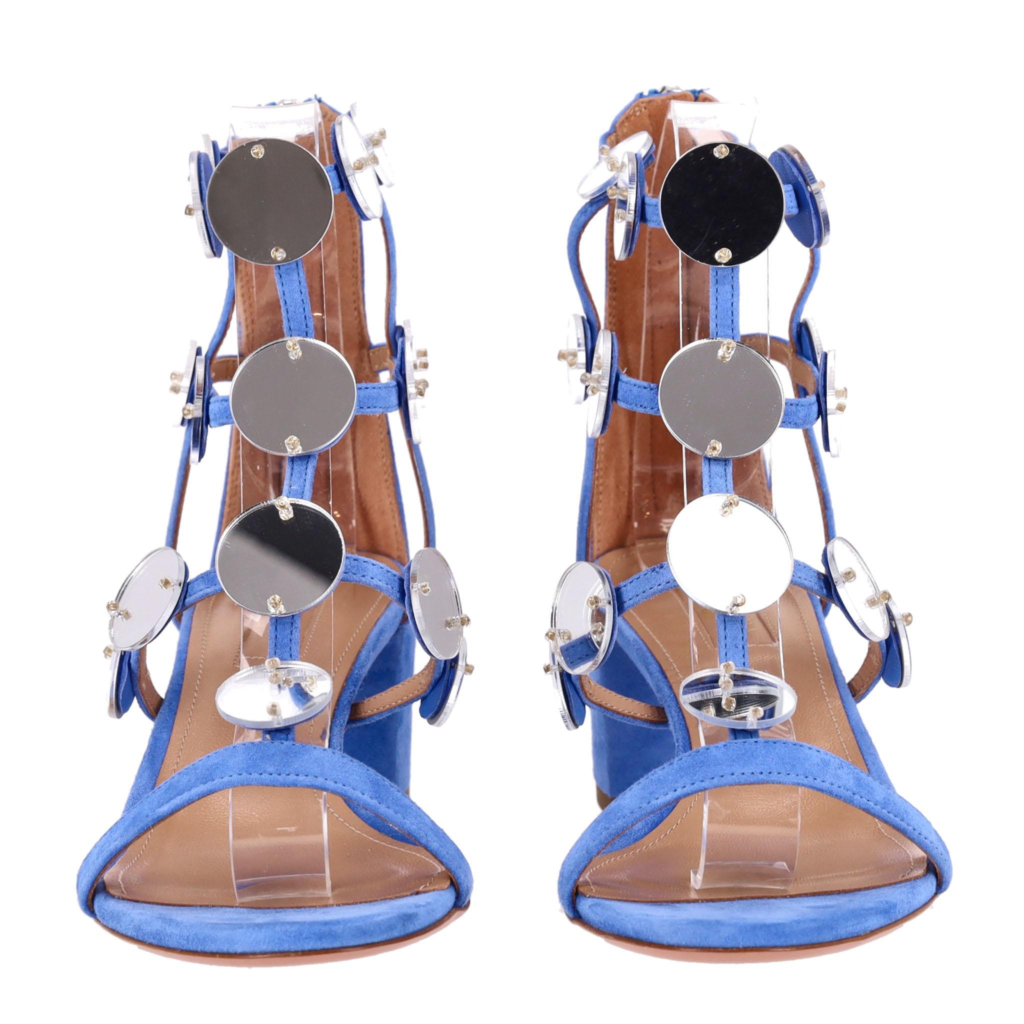 Bleu Aquazzura - Sandales en daim Indian Moon en vente