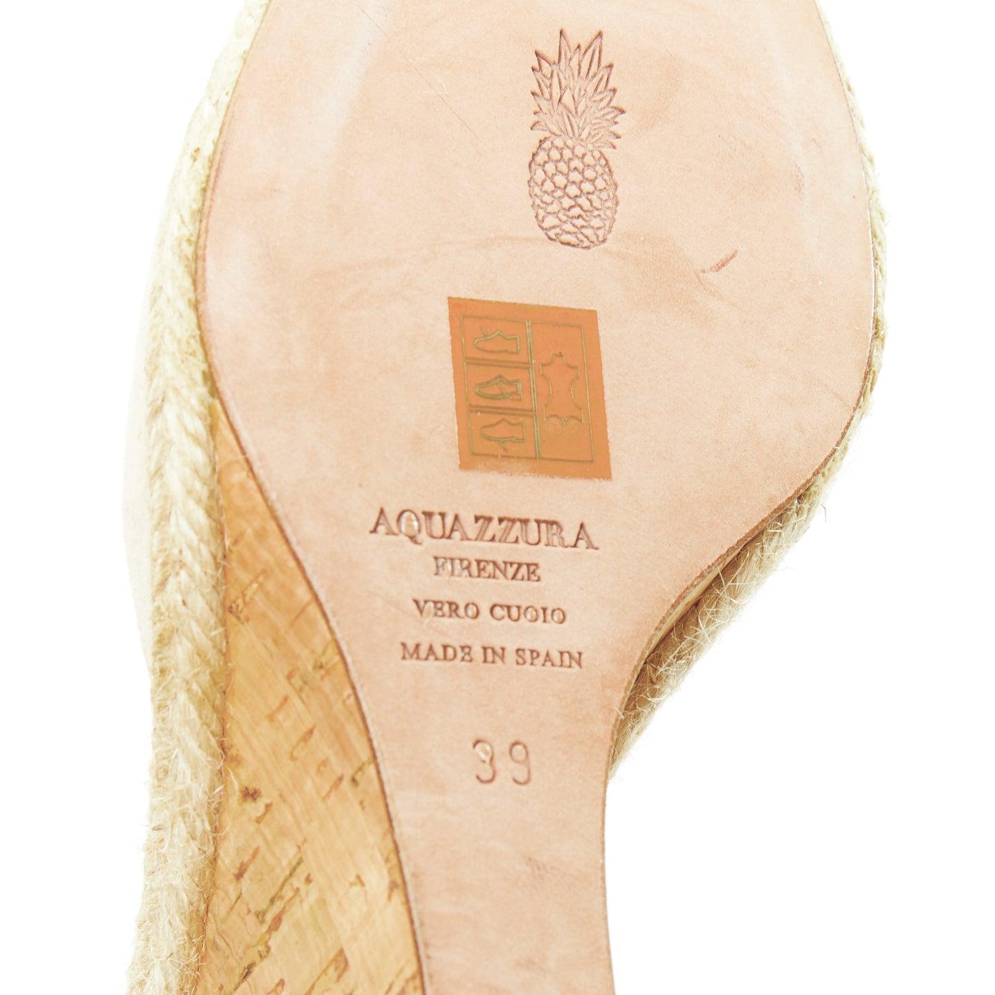 AQUAZZURA Karlie nude suede jute cork wedge pumps EU39 For Sale 5