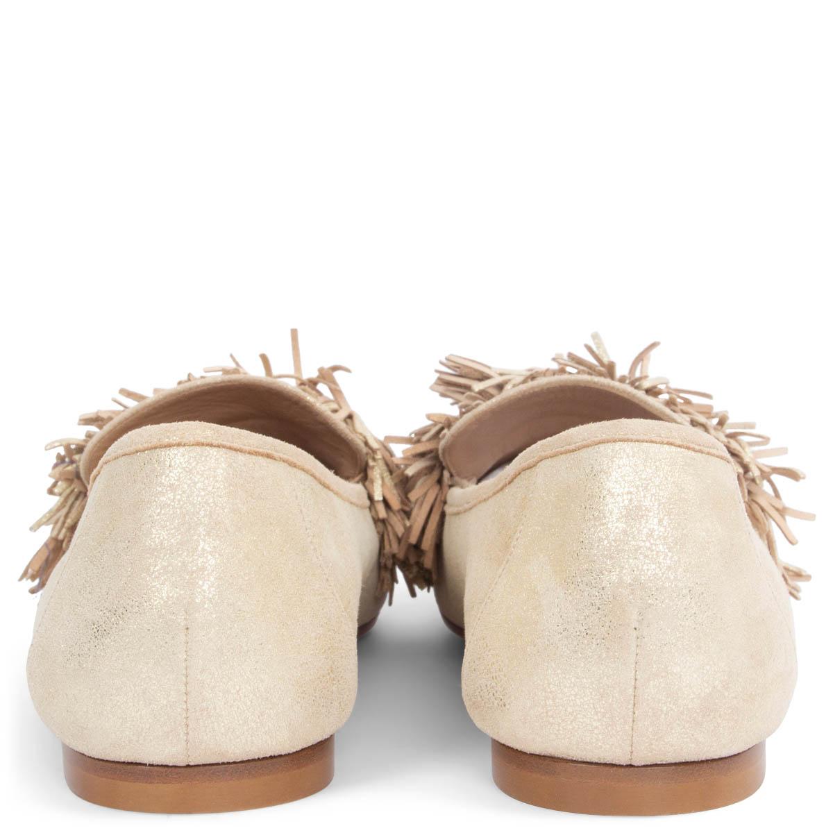 AQUAZZURA flache Schuhe aus hellem goldenem Wildleder mit LD THING Loafers 40 im Zustand „Neu“ im Angebot in Zürich, CH