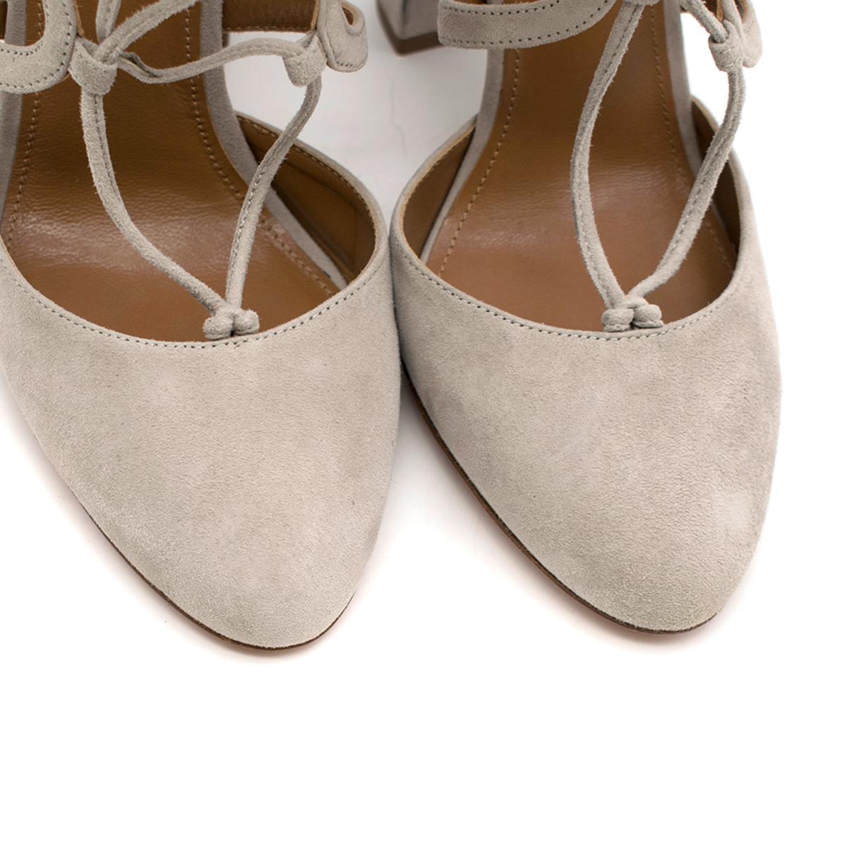 grey suede lace up heels