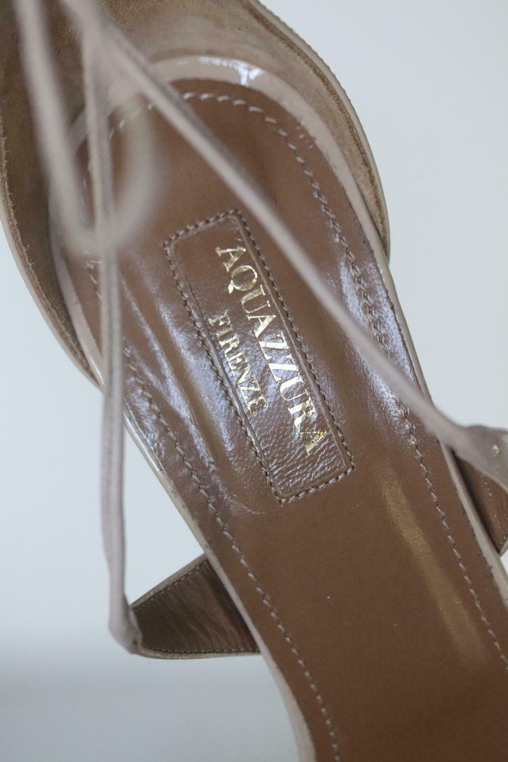 Gray Aquazzura Linda Patent Leather Sandals