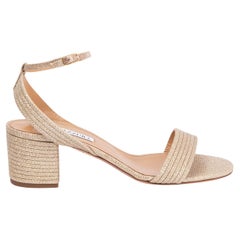 AQUAZZURA metallic gold SUNDANCE GLITTER ANKLE STRAP Sandals Shoes 38.5