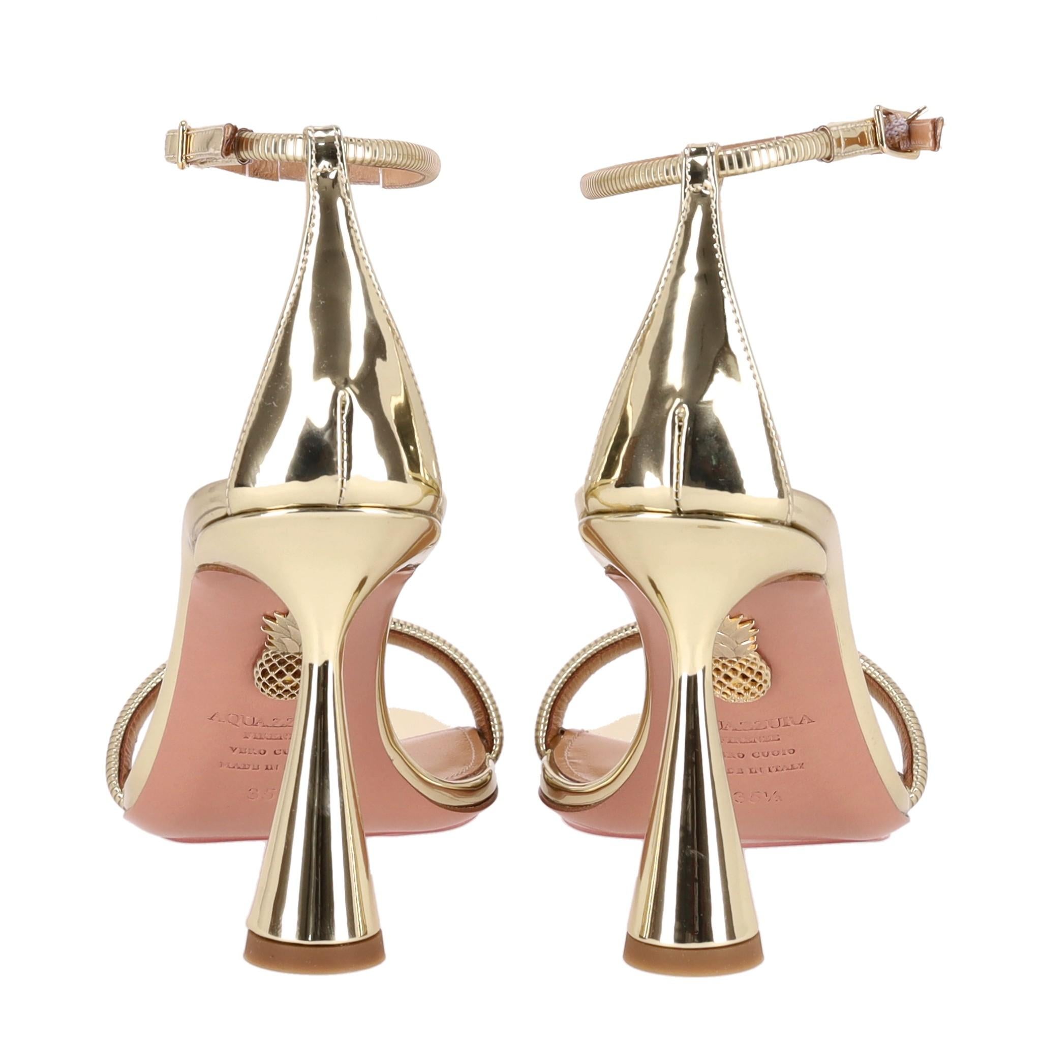 Donna Sandali caldi in pelle metallizzata Aquazzura in vendita