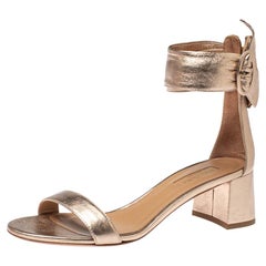 Aquazzura Metallic Peach Leather Casablanca Open Toe Sandals Size 37