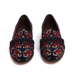 Aquazzura Mocassins EU38 Burgundy Navy Martin Loafers UK5 US7.5