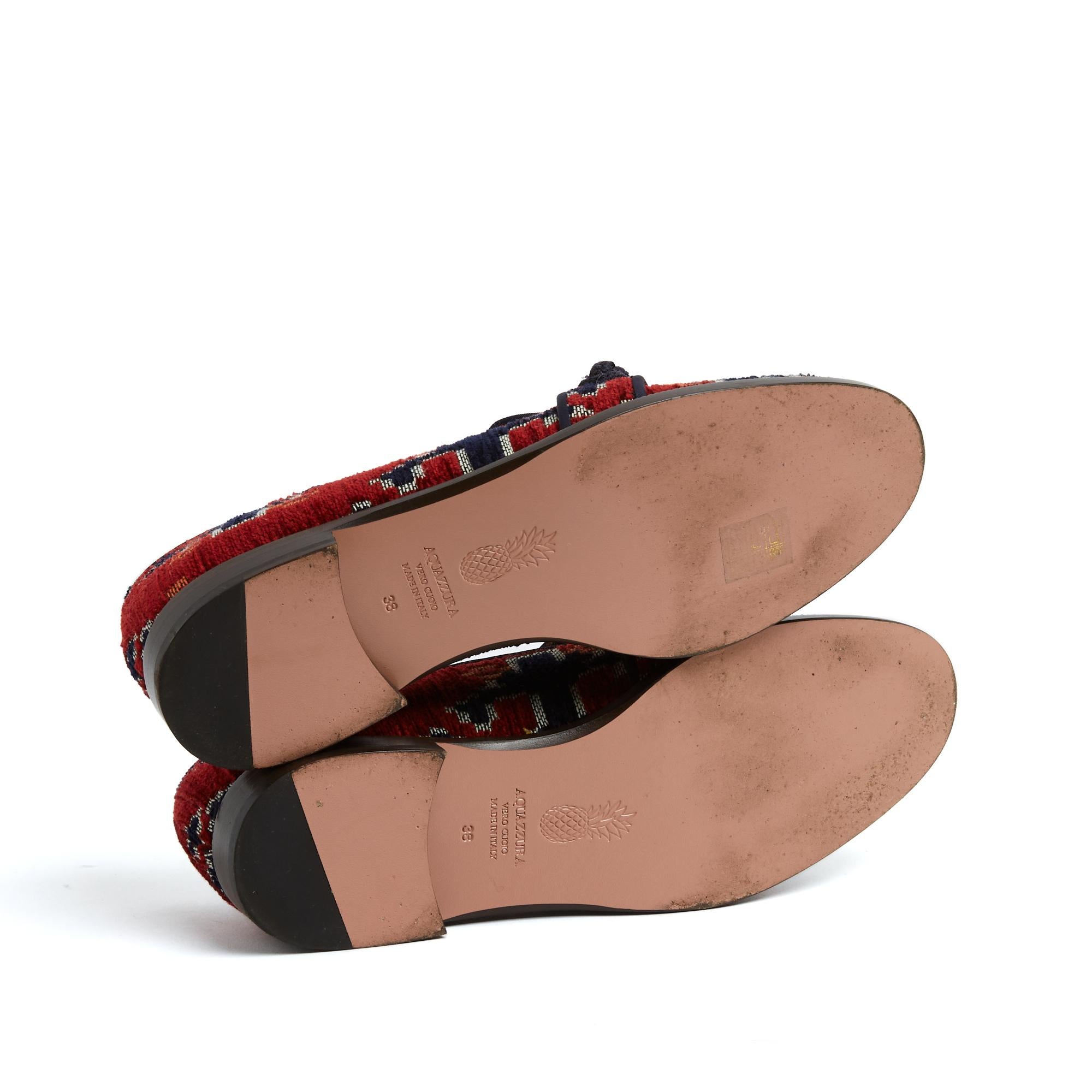 Mocassins Aquazzura EU38 bordeaux marine Martin Loafers UK5 US7,5 Pour femmes en vente
