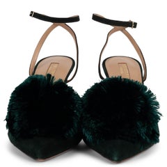 AQUAZZURA Monet green suede POWER PUFF 85 Slingbacks Shoes 39.5