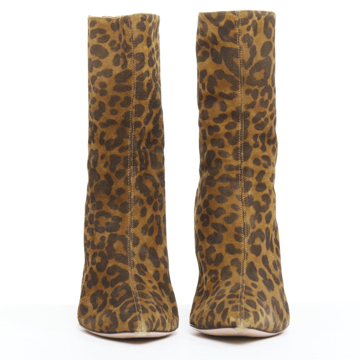 Marron AQUAZZURA Montmartre bottes pointues en daim imprimé léopard marron EU36 en vente