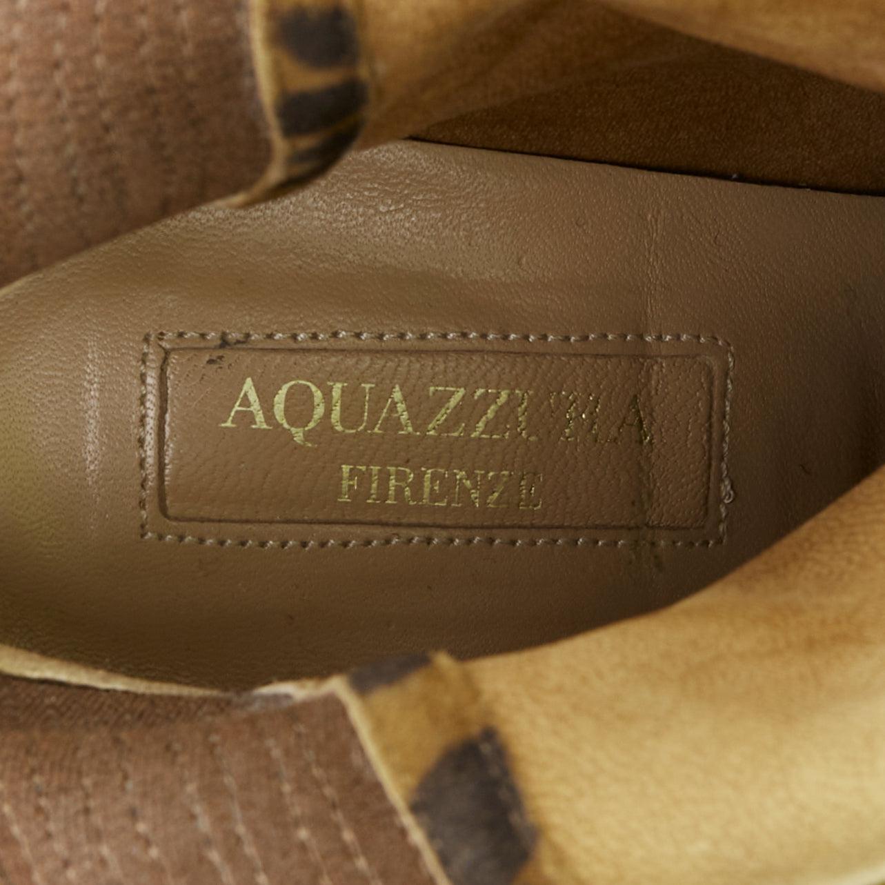 AQUAZZURA Montmartre bottes pointues en daim imprimé léopard marron EU36 en vente 4