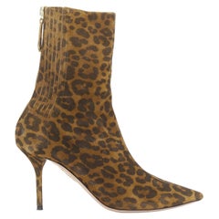 AQUAZZURA Montmartre bottes pointues en daim imprimé léopard marron EU36