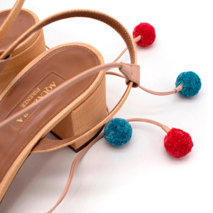 Aquazzura Multi-Coloured Pom Pom City Sandals For Sale 1
