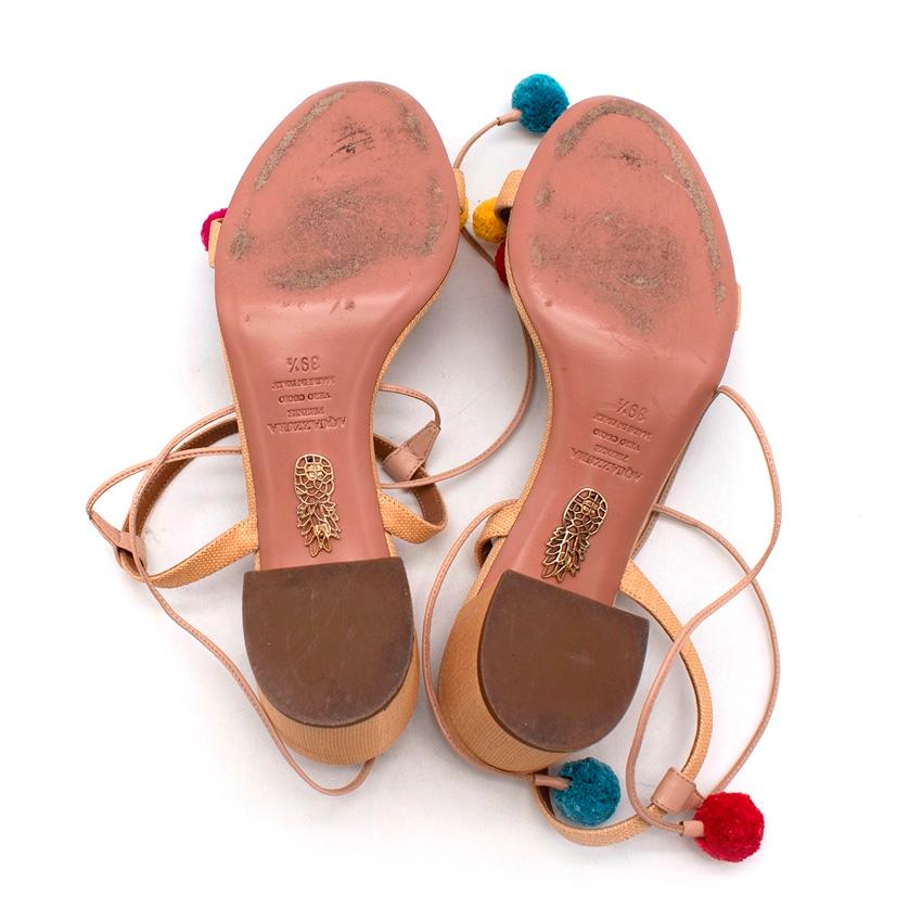 Aquazzura Multi-Coloured Pom Pom City Sandals For Sale 2