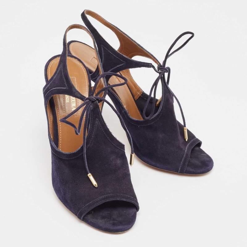 Sandales Mira à lanières en daim bleu marine Aquazzura, taille 37 Bon état - En vente à Dubai, Al Qouz 2