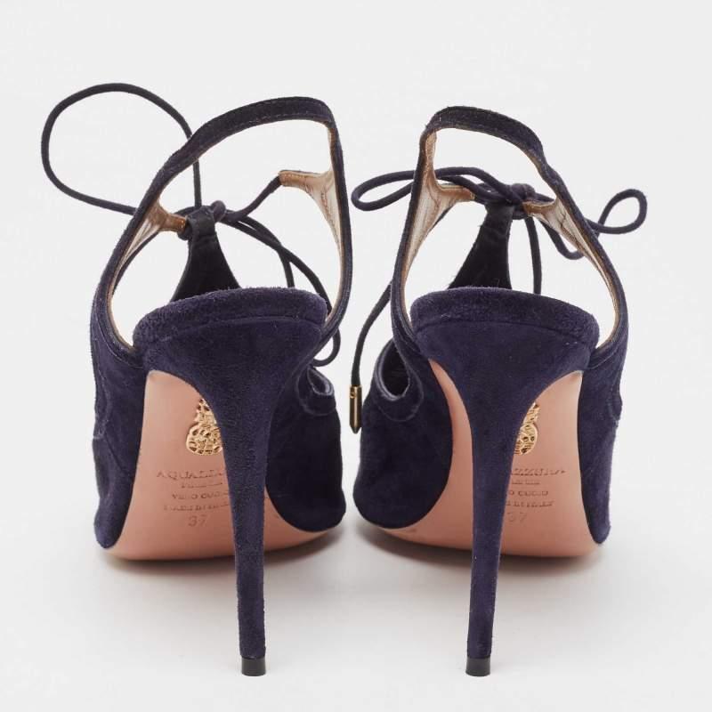 Sandales Mira à lanières en daim bleu marine Aquazzura, taille 37 Pour femmes en vente