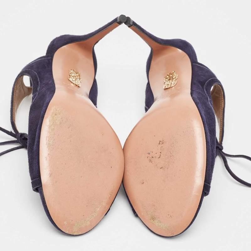 Sandales Mira à lanières en daim bleu marine Aquazzura, taille 37 en vente 1