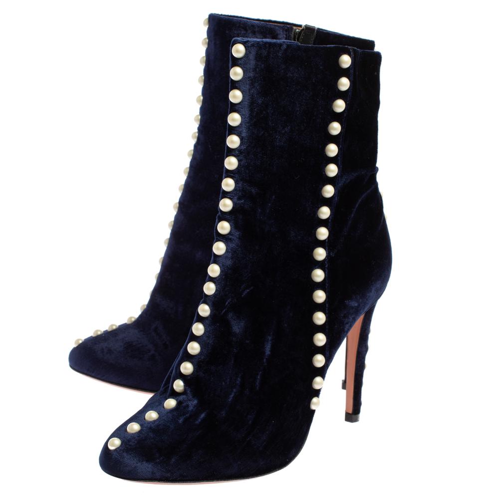 aquazzura boots with pearls