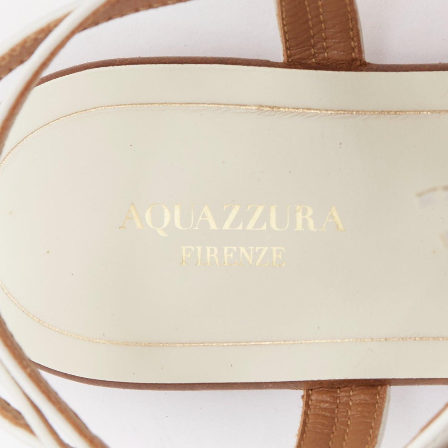 AQUAZZURA aus weißem Fransenbesatz T Bar Riemen flache Sandalen EU37 im Angebot 4