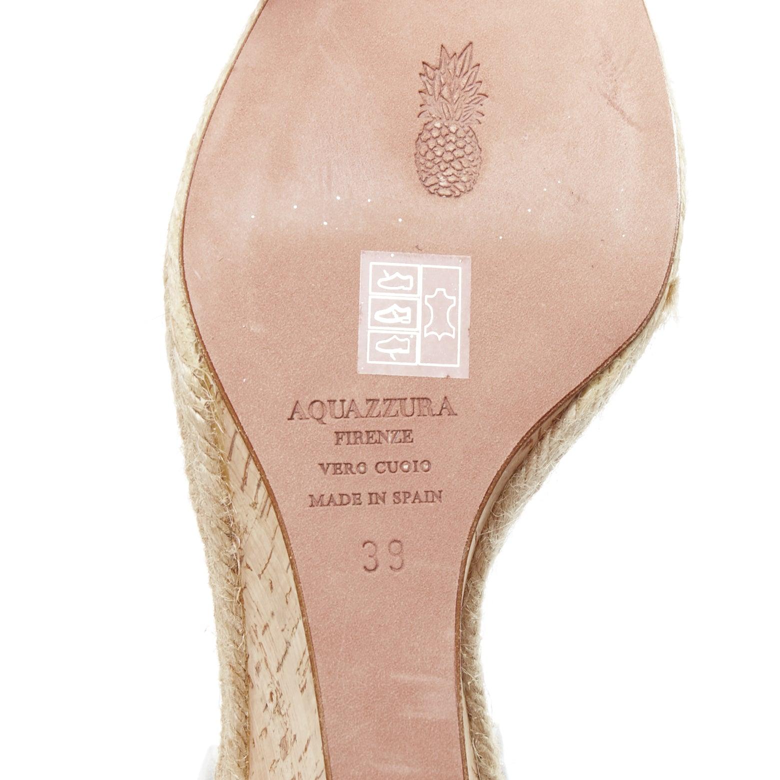 AQUAZZURA Palm Beach metallic glitter cork wedge sandals EU39 For Sale 5
