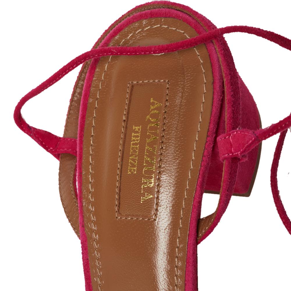 Aquazzura Paradise Pink Suede Tropicana Tasseled Beaded Ankle Sandals Size 39 3