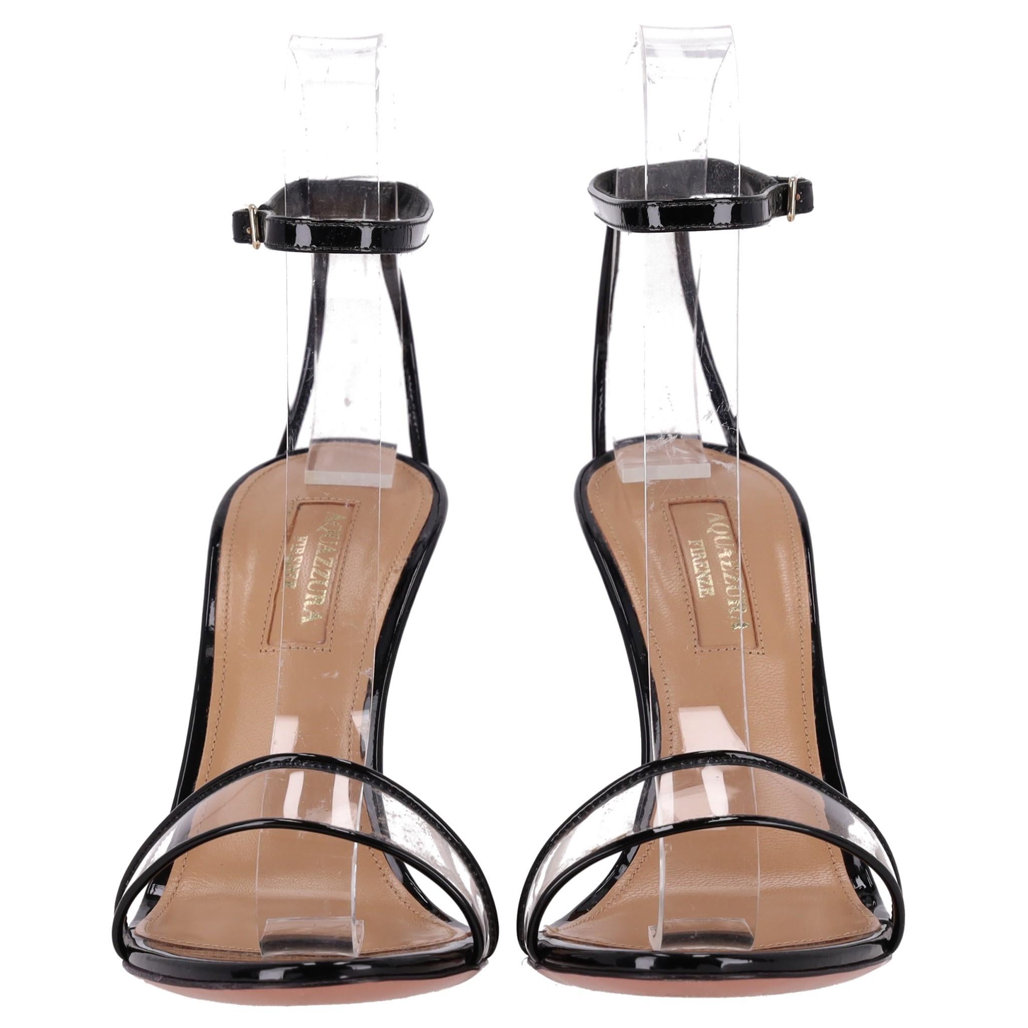 Black Aquazzura Patent Leather & PVC Sandals For Sale